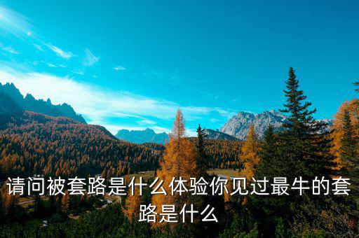 請(qǐng)問(wèn)被套路是什么體驗(yàn)?zāi)阋?jiàn)過(guò)最牛的套路是什么