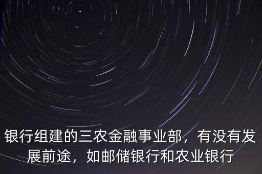 銀行組建的三農金融事業(yè)部，有沒有發(fā)展前途，如郵儲銀行和農業(yè)銀行