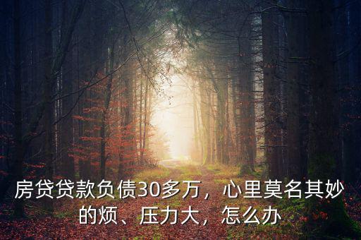 房貸貸款負債30多萬，心里莫名其妙的煩、壓力大，怎么辦