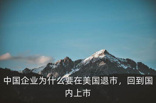 中國企業(yè)為什么要在美國退市，回到國內(nèi)上市