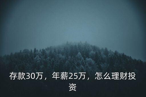 存款30萬，年薪25萬，怎么理財(cái)投資