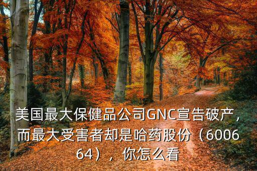 美國最大保健品公司GNC宣告破產(chǎn)，而最大受害者卻是哈藥股份（600664），你怎么看