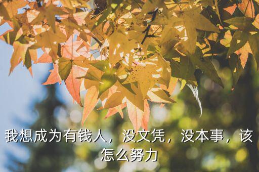 我想成為有錢人，沒(méi)文憑，沒(méi)本事，該怎么努力