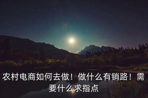 農(nóng)村電商如何去做！做什么有銷路！需要什么求指點