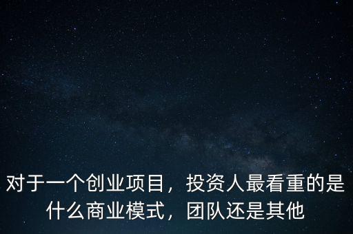 對于一個創(chuàng)業(yè)項目，投資人最看重的是什么商業(yè)模式，團隊還是其他