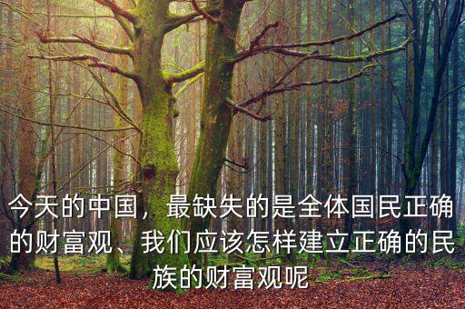 今天的中國，最缺失的是全體國民正確的財富觀、我們應該怎樣建立正確的民族的財富觀呢