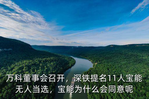 萬科董事會召開，深鐵提名11人寶能無人當選，寶能為什么會同意呢