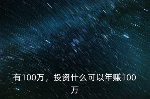 有100萬，投資什么可以年賺100萬