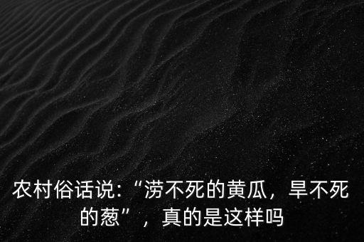 農(nóng)村俗話說:“澇不死的黃瓜，旱不死的蔥”，真的是這樣嗎