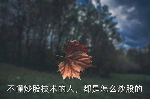 不懂炒股技術的人，都是怎么炒股的