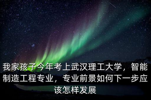 我家孩子今年考上武漢理工大學(xué)，智能制造工程專業(yè)，專業(yè)前景如何下一步應(yīng)該怎樣發(fā)展