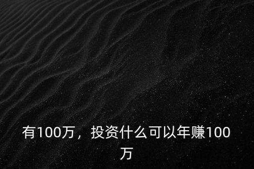 有100萬，投資什么可以年賺100萬