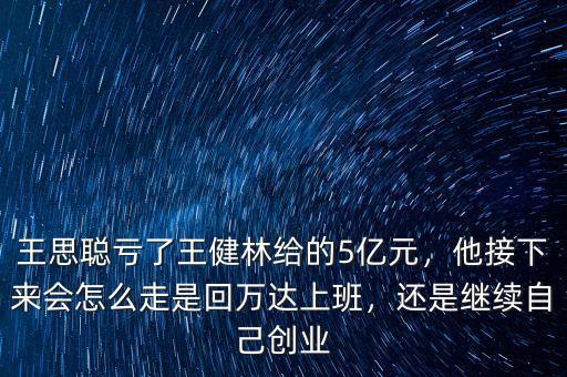 王建林給王思聰多少錢,王思聰虧了王健林給的5億元