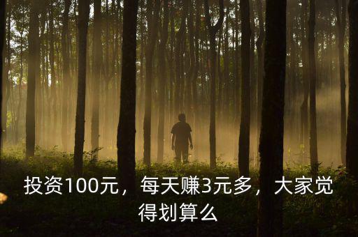 投資100元，每天賺3元多，大家覺(jué)得劃算么