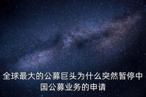 全球最大的公募巨頭為什么突然暫停中國公募業(yè)務(wù)的申請(qǐng)