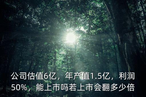 公司估值6億，年產(chǎn)值1.5億，利潤50%，能上市嗎若上市會翻多少倍