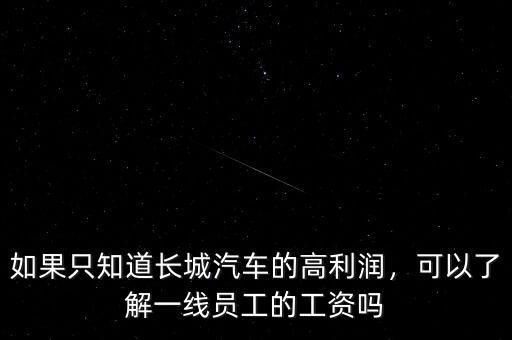 如果只知道長城汽車的高利潤，可以了解一線員工的工資嗎