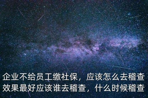 企業(yè)不給員工繳社保，應該怎么去稽查效果最好應該誰去稽查，什么時候稽查