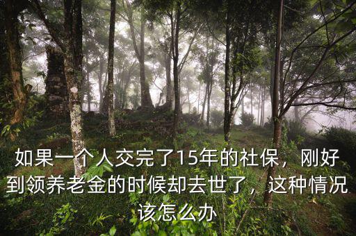 如果一個(gè)人交完了15年的社保，剛好到領(lǐng)養(yǎng)老金的時(shí)候卻去世了，這種情況該怎么辦