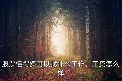 股票懂得多可以找什么工作，工資怎么樣