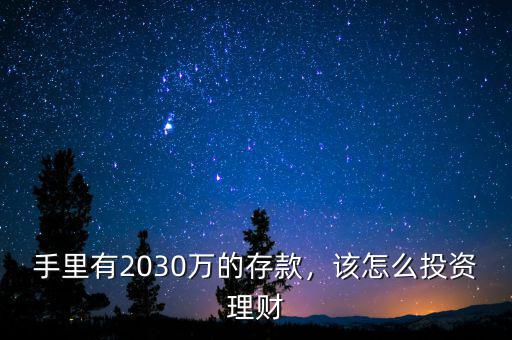 手里有2030萬的存款，該怎么投資理財(cái)