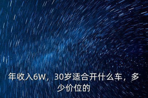 年收入6W，30歲適合開什么車，多少價(jià)位的