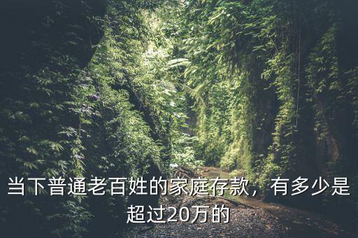 當(dāng)下普通老百姓的家庭存款，有多少是超過20萬的