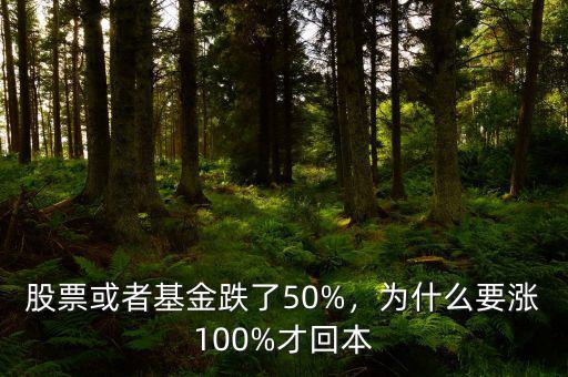 股票或者基金跌了50%，為什么要漲100%才回本