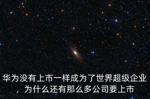 華為沒有上市一樣成為了世界超級企業(yè)，為什么還有那么多公司要上市