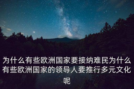 為什么有些歐洲國家要接納難民為什么有些歐洲國家的領(lǐng)導(dǎo)人要推行多元文化呢