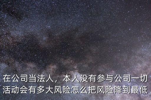 在公司當法人，本人沒有參與公司一切活動會有多大風險怎么把風險降到最低