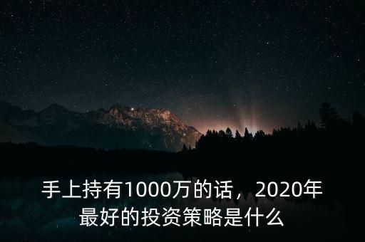 手上持有1000萬的話，2020年最好的投資策略是什么