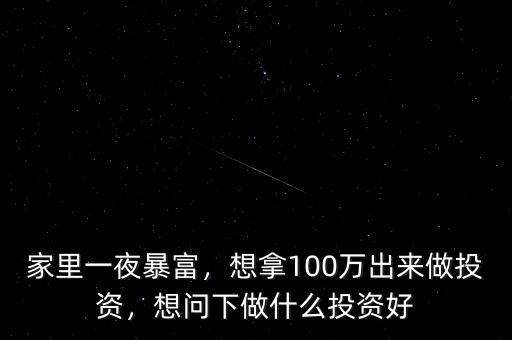 100萬做什么投資,不知做什么投資