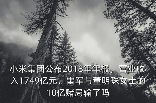 小米集團公布2018年年報，營業(yè)收入1749億元，雷軍與董明珠女士的10億賭局輸了嗎