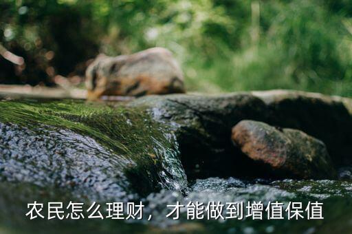 農(nóng)民怎么理財，才能做到增值保值