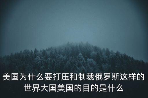 美國為什么要打壓和制裁俄羅斯這樣的世界大國美國的目的是什么