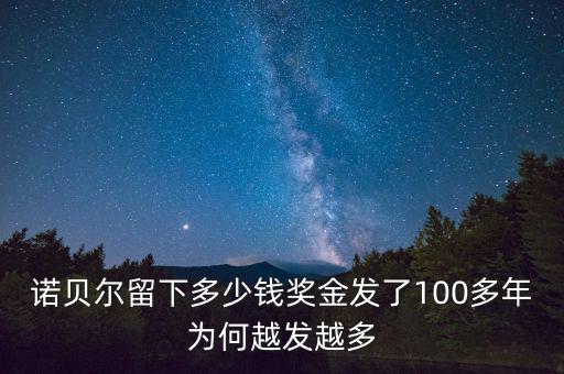 諾貝爾留下多少錢獎金發(fā)了100多年為何越發(fā)越多