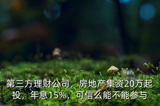 第三方理財(cái)公司，房地產(chǎn)集資20萬(wàn)起投，年息15%，可信么能不能參與