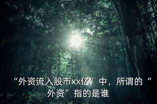 “外資流入股市xx億”中，所謂的“外資”指的是誰