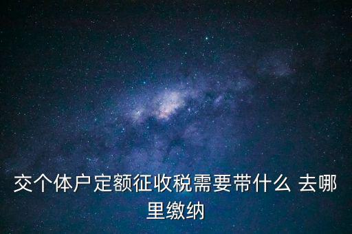 交個體戶定額征收稅需要帶什么 去哪里繳納