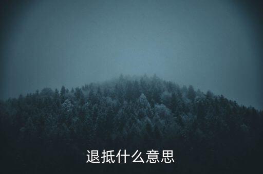 什么叫做退抵稅，退抵什么意思