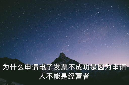 為什么申請電子發(fā)票不成功是因?yàn)樯暾埲瞬荒苁墙?jīng)營者