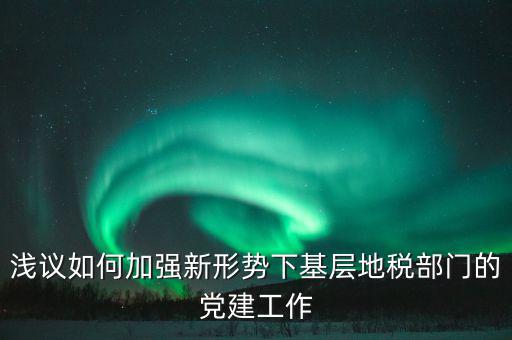 淺議如何加強新形勢下基層地稅部門的黨建工作