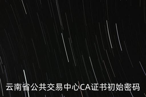 ca證書的原始密碼是什么意思，云南省公共交易中心CA證書初始密碼