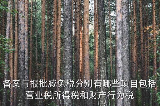 備案與報批減免稅分別有哪些項目包括營業(yè)稅所得稅和財產(chǎn)行為稅