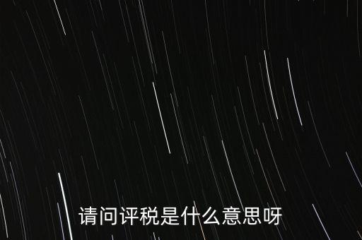 請(qǐng)問評(píng)稅是什么意思呀