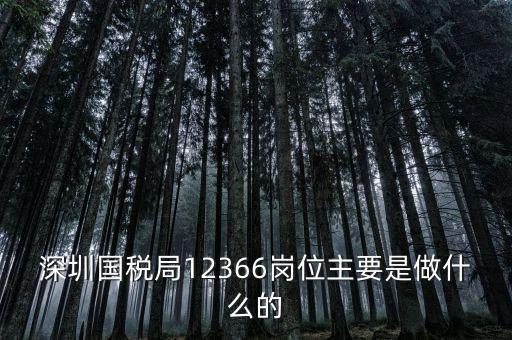 深圳國稅局12366崗位主要是做什么的