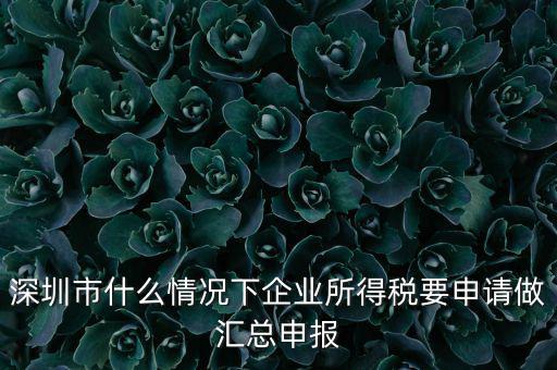 深圳市什么情況下企業(yè)所得稅要申請做匯總申報