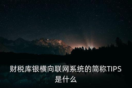 財(cái)稅庫(kù)銀橫向聯(lián)網(wǎng)系統(tǒng)的簡(jiǎn)稱(chēng)TIPS是什么