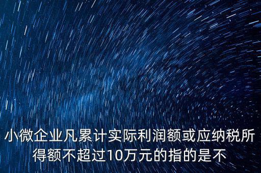 小微企業(yè)凡累計實際利潤額或應納稅所得額不超過10萬元的指的是不